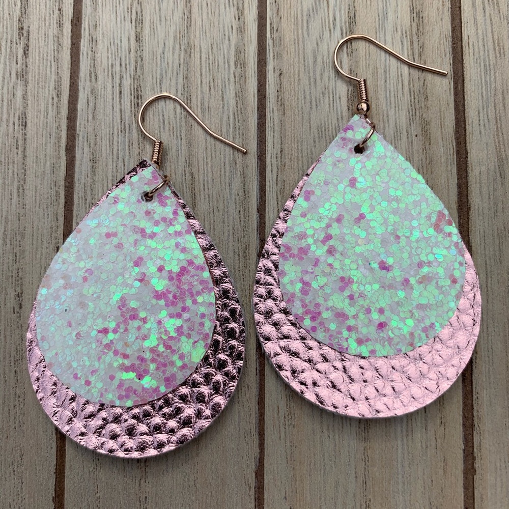 New! | Handmade Faux Leather Earrings Double